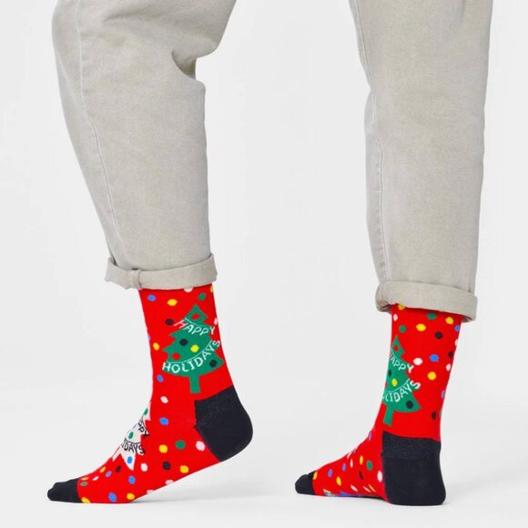 Happy Socks Men Trending Holiday Socks Gifts Christmas Tree Candy Cane 4.5  7.5 - Picture 2 of 7